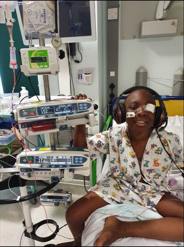Nathaniel during treatment, still smiling